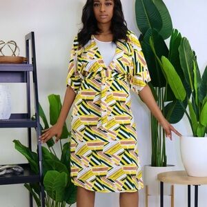 Mixed print midi dress